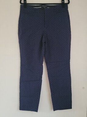 Banana Republic Sloan Curvy Fit Pants | Navy Dot Print | Size 10 | Ankle Trouser